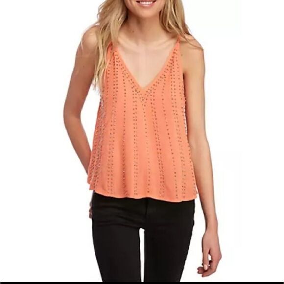 Free People Coral Beaded Embellished Oversized Sleeveless Tank Top M - Picture 2 of 14